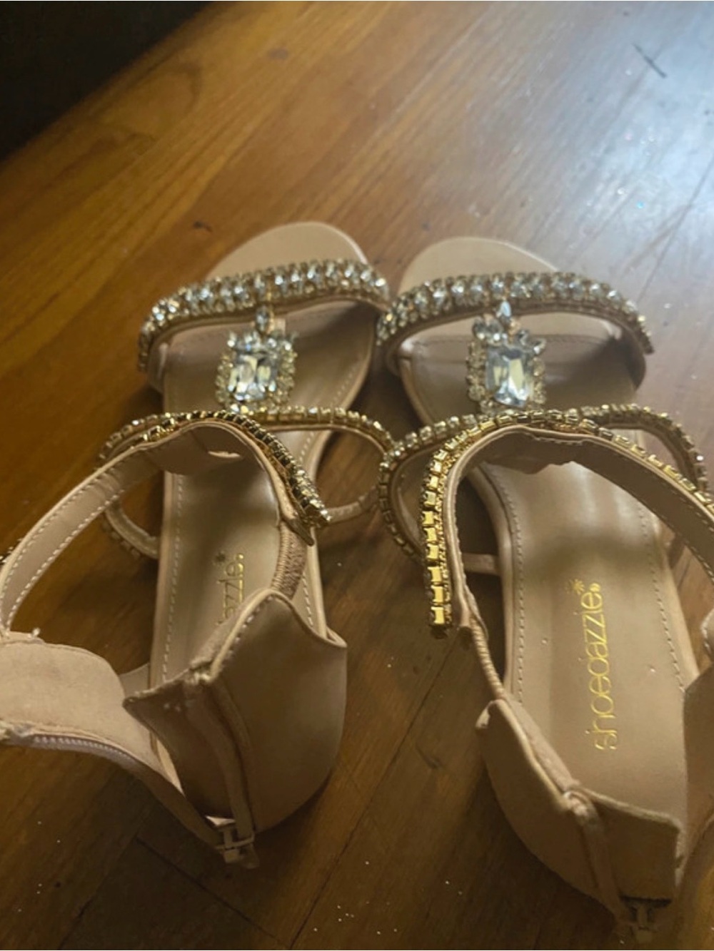 Embellished Nude Strappy Women's Sandals by Shoedazzle size 7.5 - Picture 3 of 4